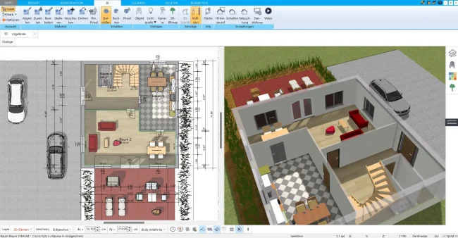Grundriss des Gastronomiebetriebs in HausDesigner3D