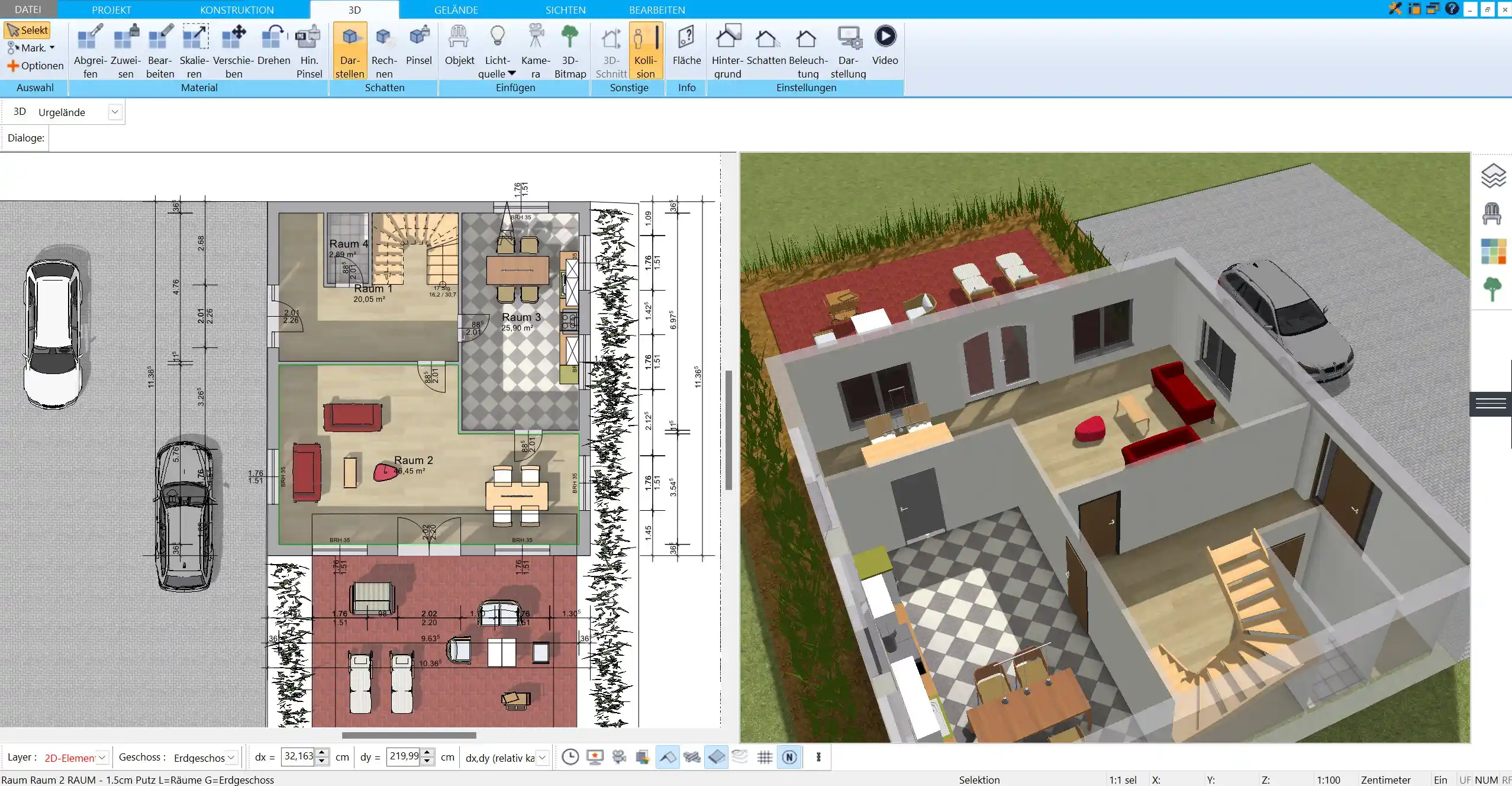 Grundriss des Gastronomiebetriebs in HausDesigner3D