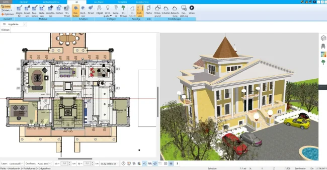 Grundriss eines Altbaus in 2D – erstellt mit dem HausDesigner3D