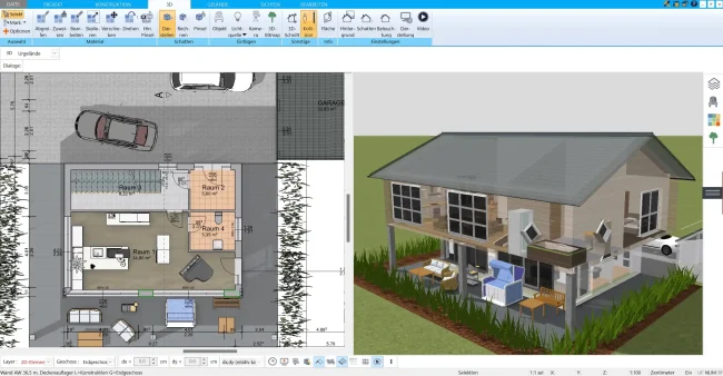 Grundriss eines Mehrgenerationenhauses – erstellt mit dem HausDesigner3D