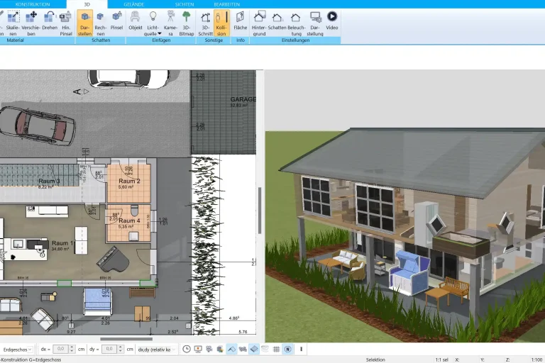 Grundriss eines Mehrgenerationenhauses – erstellt mit dem HausDesigner3D