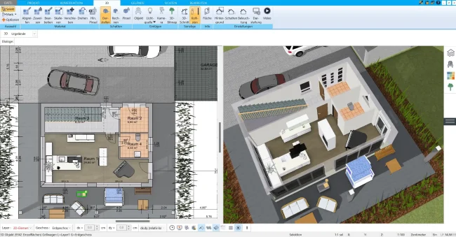 Grundrisslayout der Sporthalle im HausDesigner3D – Erste Schritte in der Planung Die Größe der Halle und die Anordnung der Wände werden festgelegt