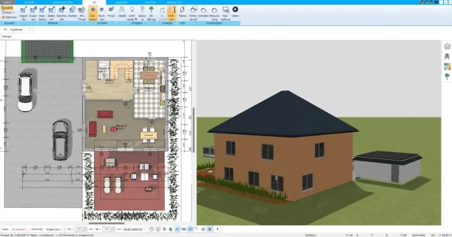 Grundrissplanung im HausDesigner3D – Ausrichtung nach Süden