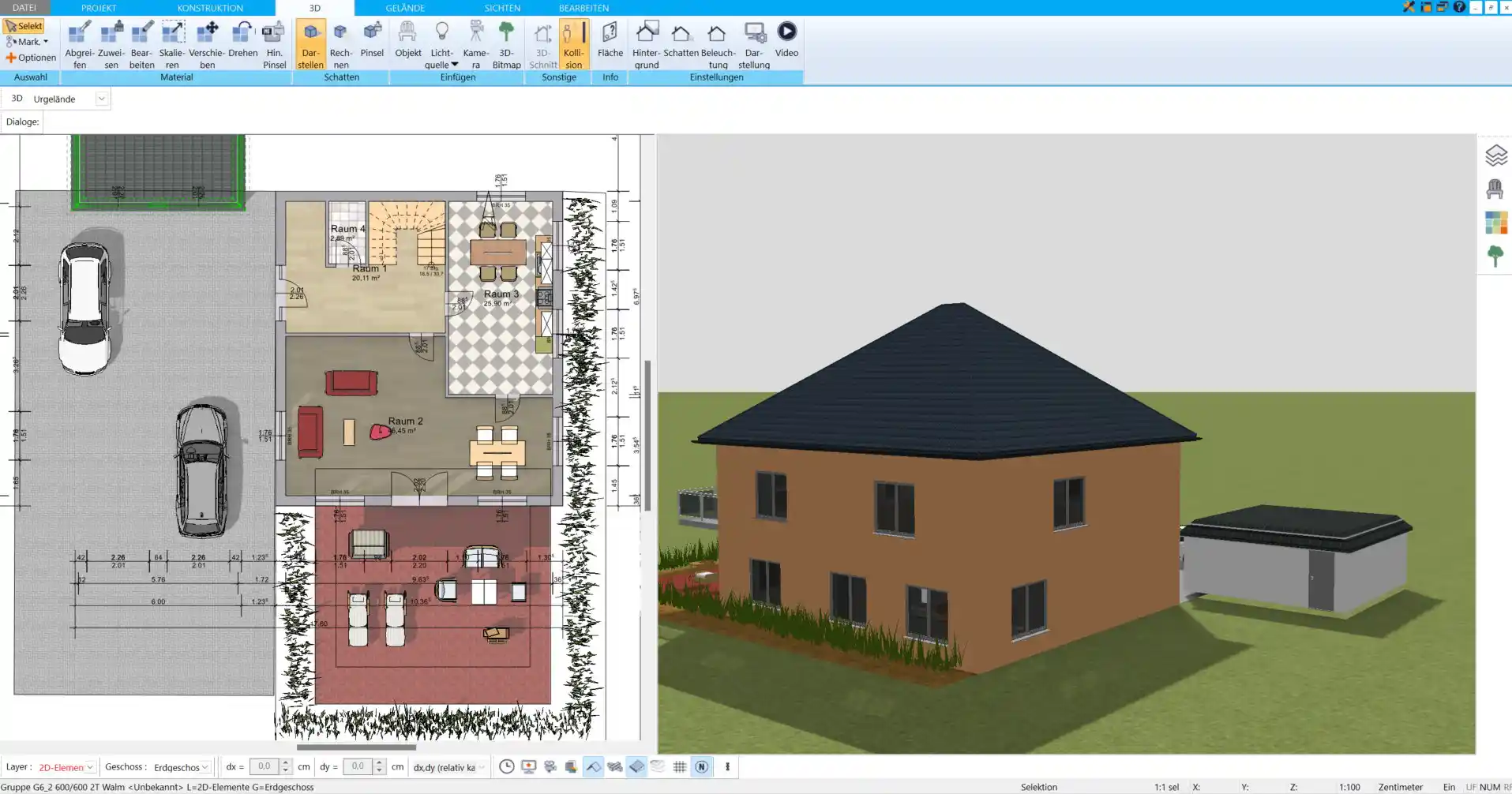 Grundrissplanung im HausDesigner3D – Ausrichtung nach Süden