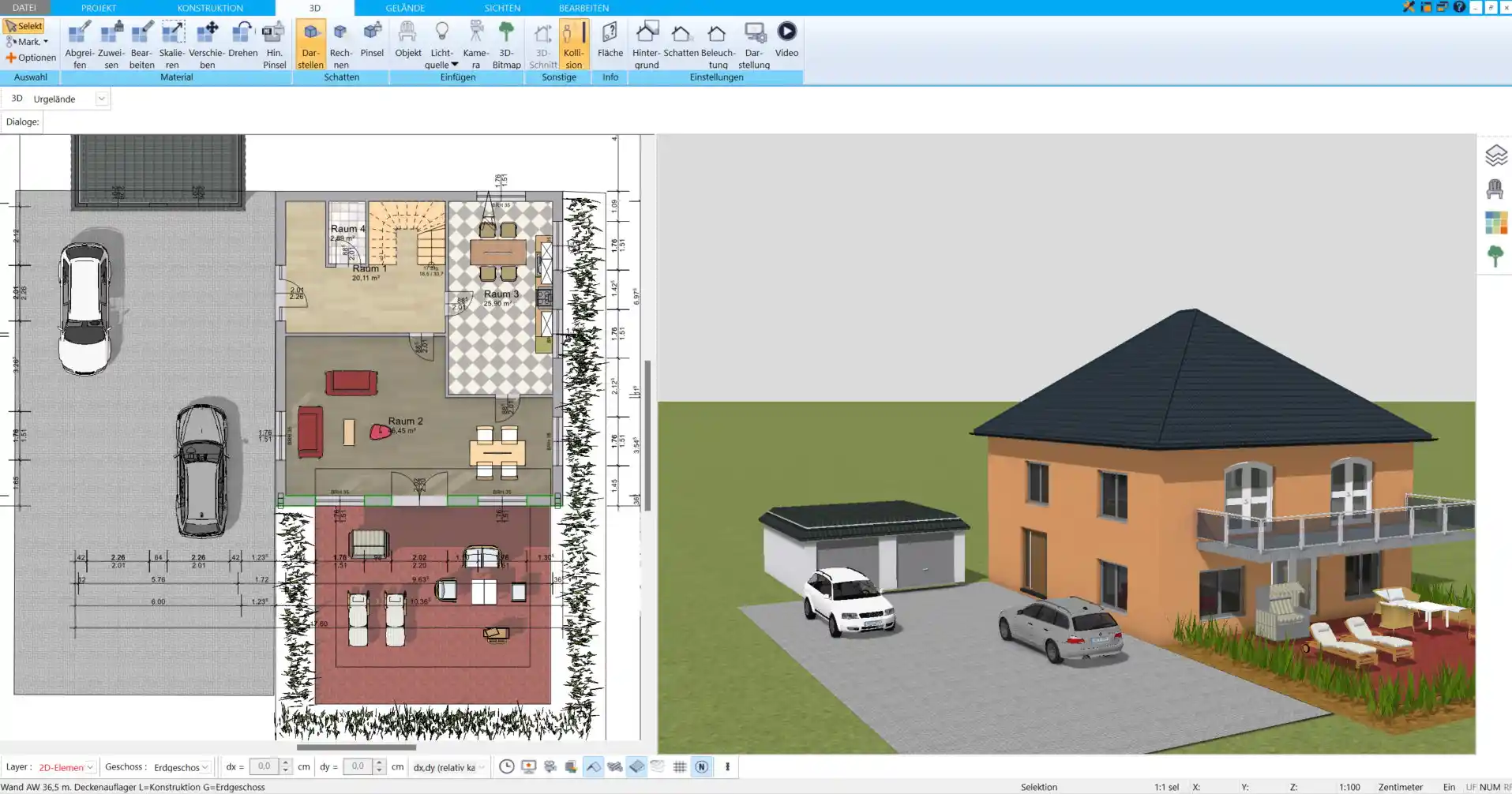 Layer-Funktion für flexible Entwurfsvarianten Vergleich verschiedener Layouts und Raumaufteilungen mit der Layer-Funktion im HausDesigner3D