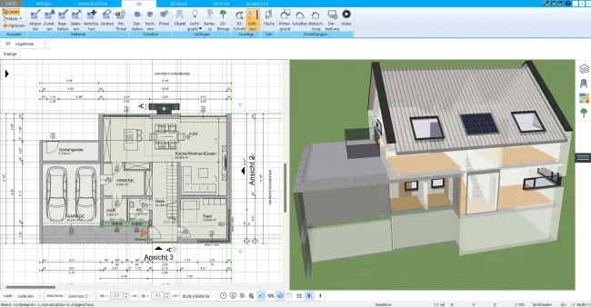 Loft-Grundriss erstellt mit dem HausDesigner3D Offener Wohn- und Essbereich