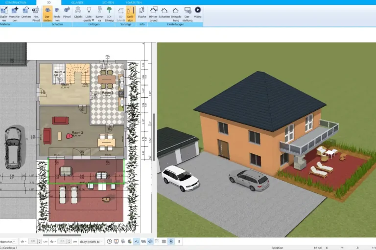 Professionell gestalteter Grundriss für ein Einfamilienhaus – erstellt mit dem HausDesigner3D