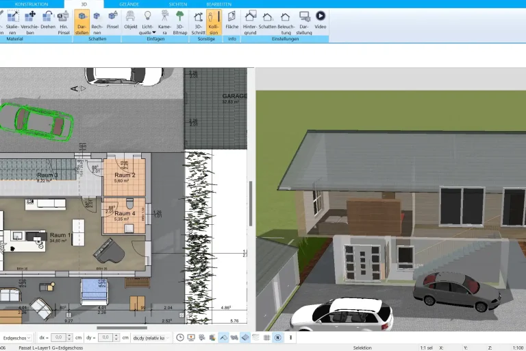 Professioneller Grundriss eines Massivhauses – erstellt mit der HausDesigner3D-Software