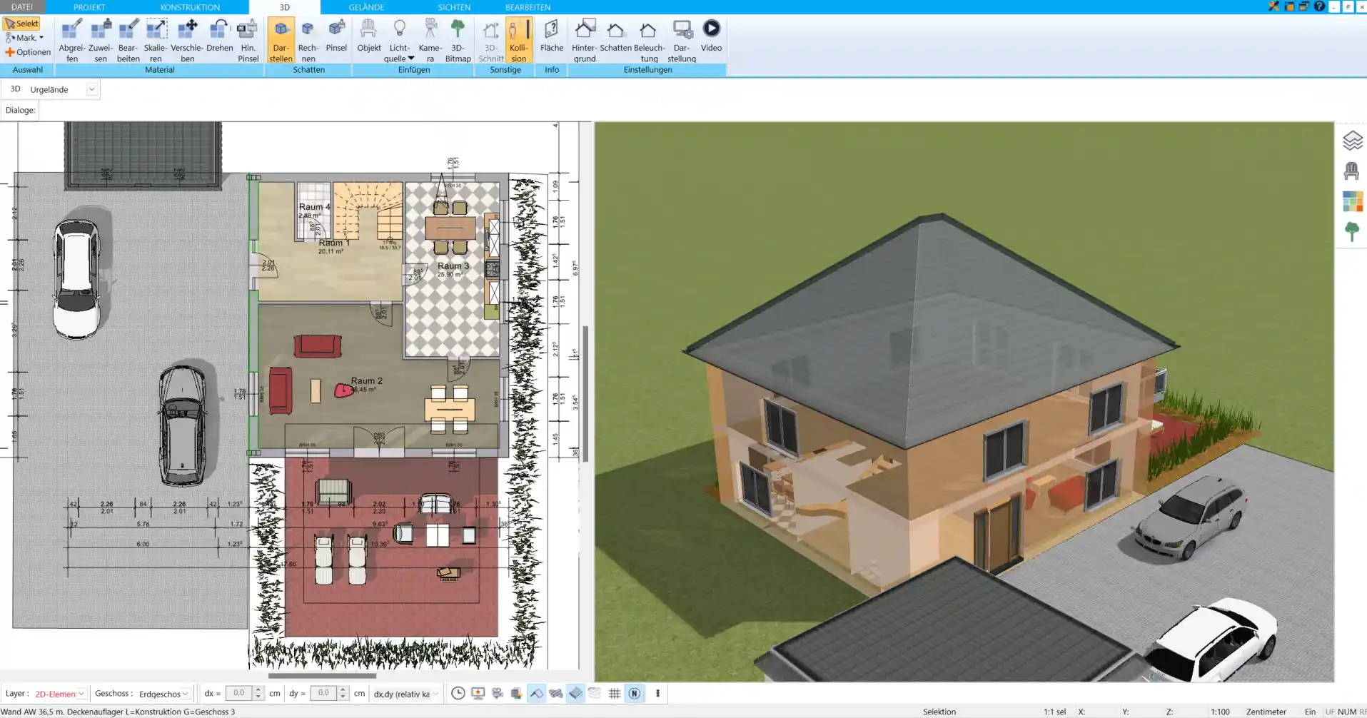 Schritt-für-Schritt zur Grundrissplanung Legen Sie die Grundstruktur Ihres Designerhauses in 2D und 3D an