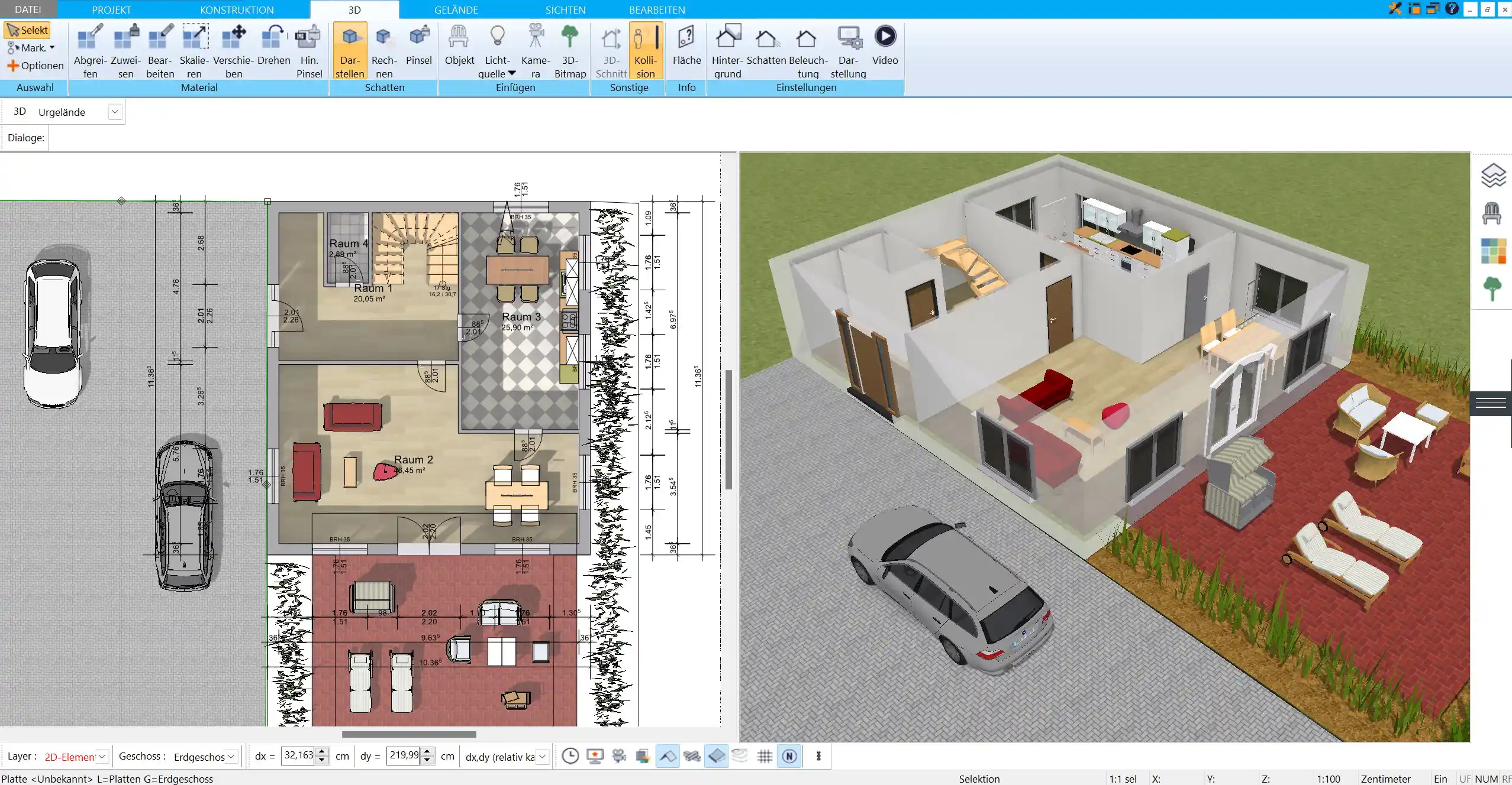 Sehen Sie Ihr Designerhaus in der 3D-Ansicht und erleben Sie, wie Ihr Traumhaus später aussehen wird