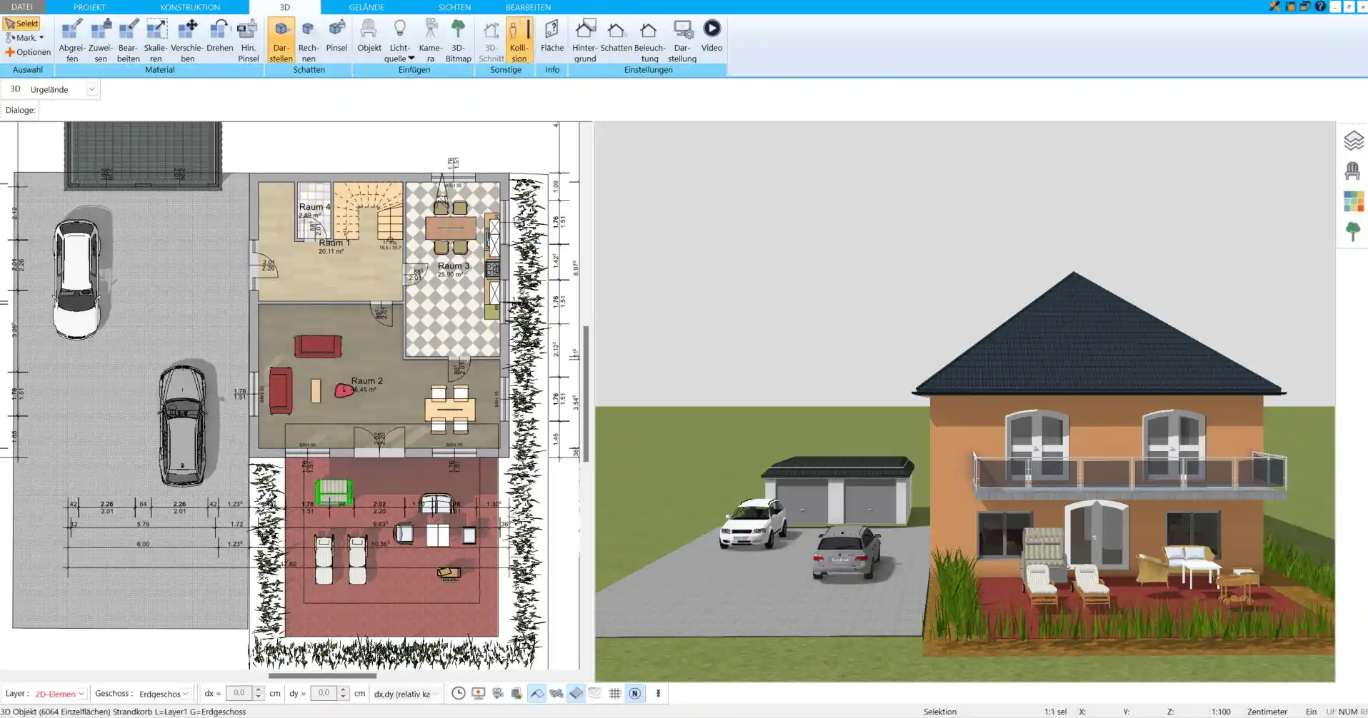 Setzen Sie im HausDesigner3D auf eine minimalistische Einrichtung, um Staubansammlungen zu minimieren