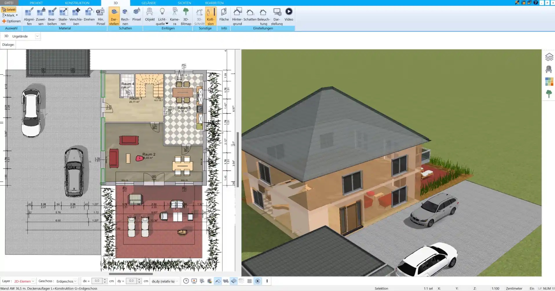 Vergleich von Grundriss-Varianten mit der Layer-Funktion im HausDesigner3D