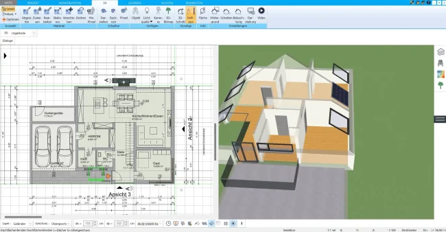 Visualisierte Dachterrasse mit Begrünung – erstellt mit dem HausDesigner3D