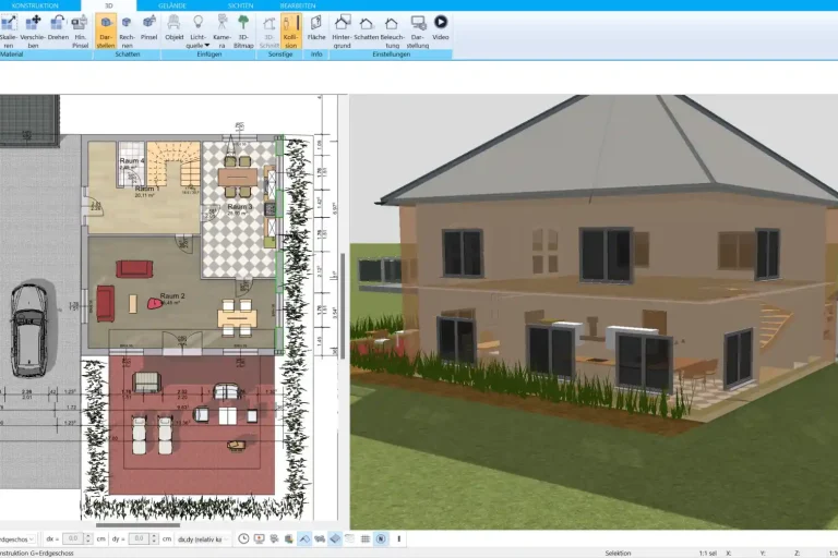 Grundriss eines Doppelhauses mit HausDesigner3D erstellt