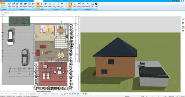 Grundriss eines Lehmhauses – erstellt mit dem HausDesigner3D