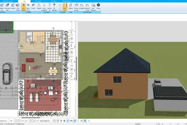 Grundriss eines Lehmhauses – erstellt mit dem HausDesigner3D