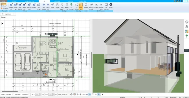 Raumaufteilung eines Modulhauses – erstellt mit dem HausDesigner3D