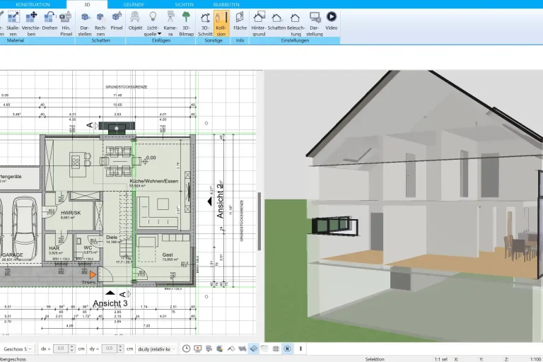 Raumaufteilung eines Modulhauses – erstellt mit dem HausDesigner3D