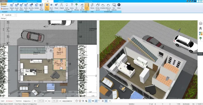 Beispielgrundriss eines Bausatzhauses – Erstellt mit dem HausDesigner3D