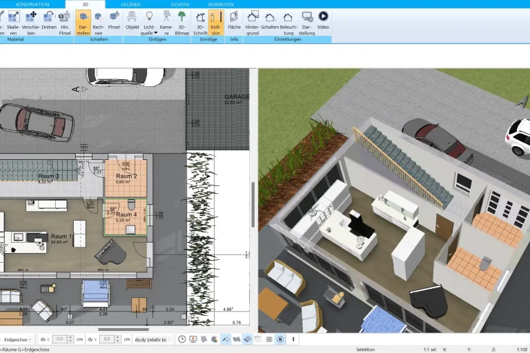 Beispielgrundriss eines Bausatzhauses – Erstellt mit dem HausDesigner3D