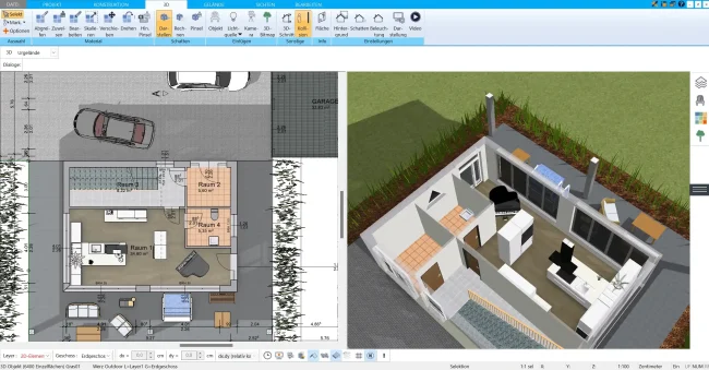 Grundriss eines Reihenhauses – professionell erstellt mit dem HausDesigner3D