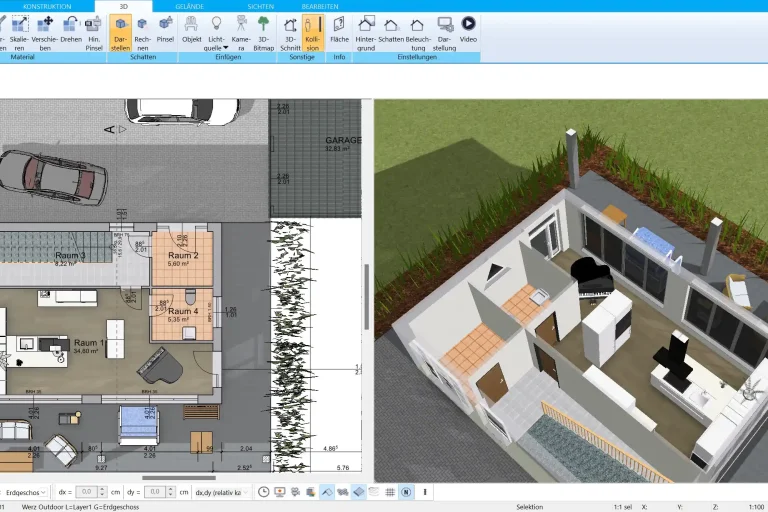 Grundriss eines Reihenhauses – professionell erstellt mit dem HausDesigner3D