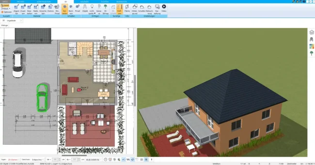 Grundriss in 2D erstellt mit HausDesigner3D – präzise Planung Ihrer Raumaufteilung