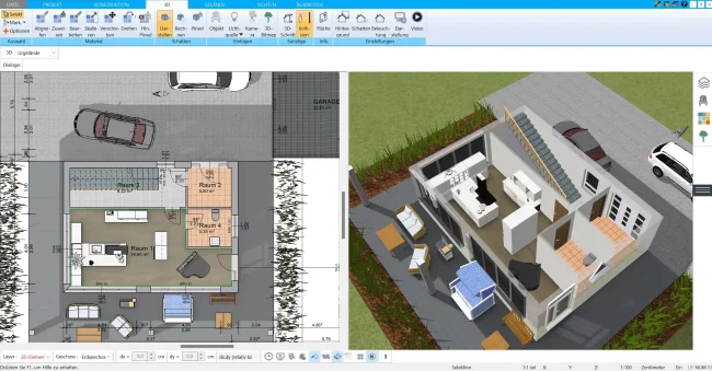 Individuelle Raumaufteilung mit der HausDesigner3D-Software geplant