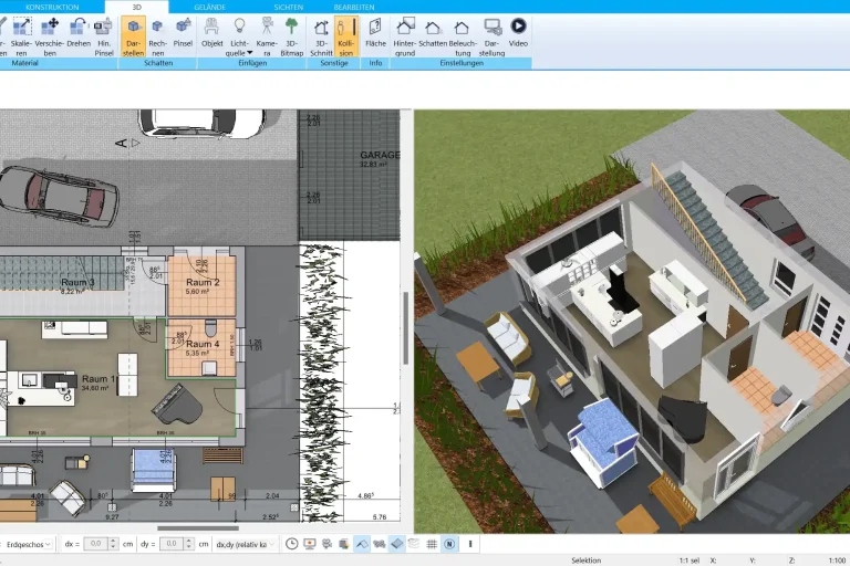 Individuelle Raumaufteilung mit der HausDesigner3D-Software geplant